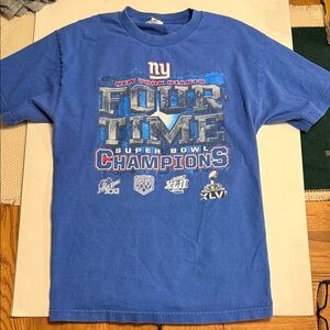 Alstyle Blue NY Giants Four-Time Champions Tee